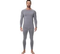wirarpa Ensemble de sous-vêtements Thermiques Homme Doublé Polaire Haut & Bas Maillot de Corps Longues et Pantalon Pyjama Hiver Gris Clair Taille M