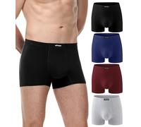 wirarpa Hommes Trunk Lot de 4 Boxers Courts en Coton Noir/Gris Chiné/Rouge/Bleu Foncé Taille S