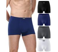 wirarpa Hommes Trunk Lot de 4 Boxers Courts en Coton Noir/Gris Foncé/Bleu Foncé/Blanc Taille L
