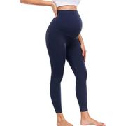 wirarpa Leggings de maternité Taille Haute Pantalon de maternité Opaque Leggings de Grossesse Elastique Souple Maternité Mode Maison Yoga Sport Bleu Marine Taille XL