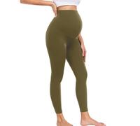 wirarpa Leggings de maternité Taille Haute Pantalon de maternité Opaque Leggings de Grossesse Elastique Souple Maternité Mode Maison Yoga Sport Vert Olive Taille L