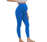 wirarpa Leggings de maternité Taille Haute Pantalon de maternité Opaque Leggings de Grossesse Elastique Souple Maternité Mode Maison Yoga Sport Bleu Vif Taille S