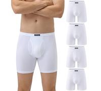 wirarpa Lot de 4 Boxers Boxer Long Homme Caleçon pour Braguette Ouverte sans Étiquette Ultra Doux Confortale Blanc Taille XXL