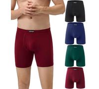 wirarpa Lot de 4 Boxers Boxer Long Homme Caleçon pour Braguette Ouverte sans Étiquette Ultra Doux Confortale Multicolore Taille XXXL