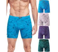 wirarpa Lot de 4 Boxers Boxer Long Homme Caleçon pour Braguette Ouverte sans Étiquette Ultra Doux Confortale Multicolore Taille XXL