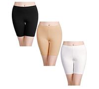 wirarpa Panty Coton Cycliste Short Femme Long Culottes Boxer Shorty Legging Boxer Caleçon Grande Lot de 3 ,Multicolor-noir, Beige, Blanc,3XL