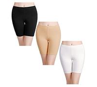 wirarpa Panty Coton Cycliste Short Femme Long Culottes Boxer Shorty Legging Boxer Caleçon Grande Lot de 3 ,Multicolor-noir, Beige, Blanc,L