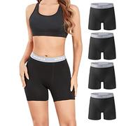 wirarpa Short Cycliste Femme Panty Anti Frottement Shorty Coton Legging Court Boxer Caleçon 5,5 "Inseam Lot de 4 Noir Taille XXL