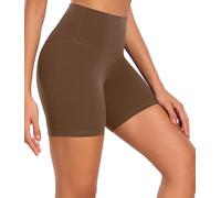 wirarpa Short de Sport Cycliste Femme Taille Haute Legging Court Yoga Running Fitness Shorty sous Robe Anti Frottement Cuisse Brun Taille M
