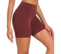 wirarpa Short de Sport Cycliste Femme Taille Haute Legging Court Yoga Running Fitness Shorty sous Robe Anti Frottement Cuisse Brun Chocolat Taille XS