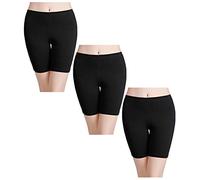 wirarpa Shorty Long Boxer Femme Jambes Longues Anti-Friction Cycliste Coton Lot de 3 Culotte Short Legging Invisible Noir Taille M