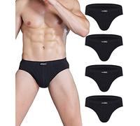wirarpa Slip Homme Lot de 4 100% Coton Premium Culotte sous-Vêtementss pour Hommes Noir Taille 7