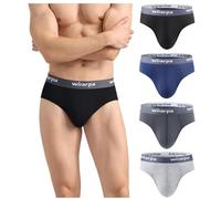 wirarpa Slip Homme Stretch sous Vetement Modal Large Ceinture Confort Slips sans Ouverture Lot de 4 Multicolore Taille L