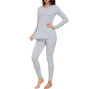 wirarpa sous Vetement Thermique Femme Légers Ensemble Haut Manches Longues et Pantalon Gris Taille M