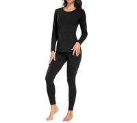 wirarpa sous Vetement Thermique Femme Légers Ensemble Haut Manches Longues et Pantalon Noir Taille S