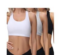 wirarpa Soutien-Gorge Coton sans Armatures Bustier T-Back Soutien Léger Lot de 3 Noir/Gris/Blanc Taille M