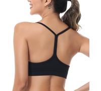 wirarpa Soutien-Gorge de Sport Femmes Rembourré Y Dos Spaghetti Straps Yoga Bra Tops Noir Taille S