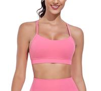 wirarpa Soutien-Gorge de Sport Femmes Rembourré Y Dos Spaghetti Straps Yoga Bra Tops Rose Sorbet Taille S
