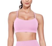 wirarpa Soutien-Gorge de Sport Femmes Rembourré Y Dos Spaghetti Straps Yoga Bra Tops Rose Taille S