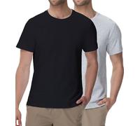 wirarpa T-Shirt Coton Hommes Classics Tee Round Neck Lot de 2 Noir/Gris Taille XL