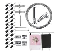 Wire Curtains Rod System, Art Projects Display Set, Stainless Steel Curtain Organizer, 196 Inches, for Shower, Tapestry, Tent Lights, Room Divider, Drapes, Creative House Decor Use