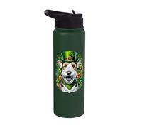 Wire Fox Terrier Dog St Patrick Illustration Stainless Steel Insulated Water Bottle