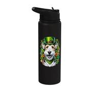 Wire Fox Terrier Dog St Patrick Illustration Stainless Steel Insulated Water Bottle