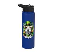Wire Fox Terrier Dog St Patrick Illustration Stainless Steel Insulated Water Bottle