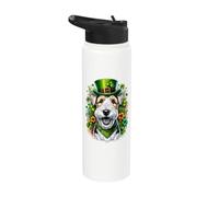 Wire Fox Terrier Dog St Patrick Illustration Stainless Steel Insulated Water Bottle