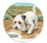 Wire Fox Terrier Puzzle 1000 Pièces Jeu Cadeau Unique Chien de Compagnie Puzzle Ronds Jeu D'Intelligence pour Adultes Et Enfants1000pcs (67.5x67.5cm)