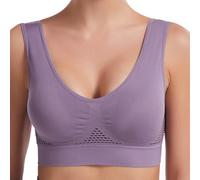 Wire-Free Bras 2026 Breathable Anti-Sagging Breasts Bra Medium Support Sports Bras Women Wireless Yoga Workout Bra W/Pads (Gray,Moyen)