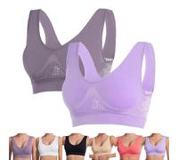 Wire-Free Bras 2026 Breathable Anti-Sagging Breasts Bra Medium Support Sports Bras Women Wireless Yoga Workout Bra W/Pads (2pc E,TTP)