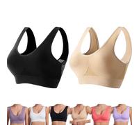 Wire-Free Bras 2026 Breathable Anti-Sagging Breasts Bra Medium Support Sports Bras Women Wireless Yoga Workout Bra W/Pads (2pc A,Grand)