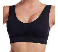Wire-Free Bras 2026 Breathable Anti-Sagging Breasts Bra Medium Support Sports Bras Women Wireless Yoga Workout Bra W/Pads (Black,Moyen)
