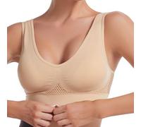 Wire-Free Bras 2026 Breathable Anti-Sagging Breasts Bra Medium Support Sports Bras Women Wireless Yoga Workout Bra W/Pads (Nude,TP)