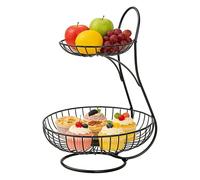 Wire Fruit Basket, 2-Tier Vegetable Organizer - Veggies Container For Pantry Shelf Party Buffet Break Room Apartment Kitchen Home Office Dining Table Study Hotel Restaurant Metal Tiered Stand