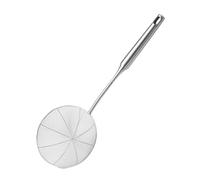 Wire Mesh Spider Strainer - Stainless Steel Skimmer Spoon with Handle | 43.3x15.2cm Wood 200g or 41.5x15.6cm All Steel 180g, Fat Skimmer Sieve for Kitchen Cooking Frying Grease