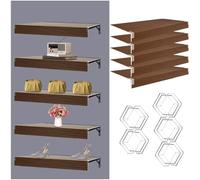 Wire Shelf Cover 24x20x2in 5pcs Wire Rack Covers Faux Wood Finish,Easy to Install,Detachable,Waterproof Pantry Shelf Liners with Acrylic Clip Walnut Color