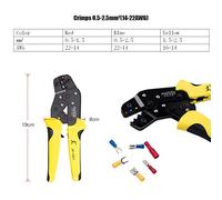 Wire Terminals Crimping Tool Insulated Ratcheting Crimper Kit of AWG22 14 with 500PCS Male and Female Spade Connectors