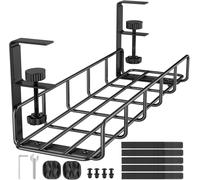 Wire Tray Under Desk Runner for Cable Management and Power Strip Management Black 1 Pack