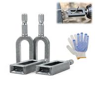 Wire Twister Tool for Drill, Drill Wire Twister for Fence, Rebar, Wire Connectors & Electrical Wire Work (Curved + Square 2ps)