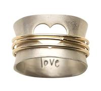 Wire Two for Girls Fashion Rings Femmes Tone Turning Heart Rings D-ringe (D, One Size)