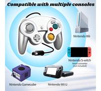 Wired Choc Classique Controller Gamepad Joystick Joypad Compatible pour Nintendo GameCube NGC Wii Console Jeux Vidéo Couleur Argenté