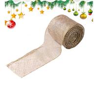 Wired Christmas Ribbon, Ribbon Roll, 196.85x2.5 Inches Size Festive Red Design, Linen and Wire Material For Tree Garland Crafts, Wreaths, Mailbox, Centerpiece, Making