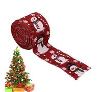 Wired Christmas Ribbon - Snowman Burlap Design, 5.46 Yard Spool, Decorative Craft String | Holiday Ribbon for Tree Gift Wrapping