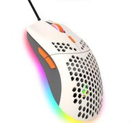 Wired Gaming Mouse, 6 RGB Lighting 6400 DPI Programmable USB Gaming Mice with 6 Buttons, Honeycomb Shell Ergonomic Design for PC Gamers and Xbox and PS4 Users Grey Orange