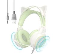 Wired Headphones Cat Ear Ergonomic - Lighted Game Headset Wired for PC for
