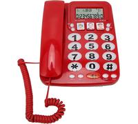 Wired Phone Desktop Phone Caller ID Storage LCD Screen Shortcuts Adjustable Ringtone with Fixed Phone Indicator Button for People (Red)