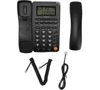 Wired Phone,High Definition Display Screen Fixed Phone Big Buttons Wired Phone with Reminder Function (Black)