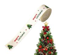 Wired Ribbon - Reusable Printed Festive, Christmas Tree Decorations, Easy Bow Making, Premium Crafting Supplies, 2.2 Yards Red Green for Card Bow Making Indoor Outdoor Party, Home Decor